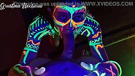 Wild slim girl fucked under UV light