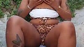 Milf BBW Squirts Pussy Outdoor During Masturbation