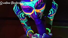 Wild slim girl fucked under UV light