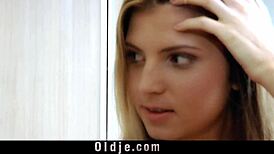 Watch this cutie teen show real fucking to an old guy she caught masturbating?