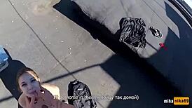 russian girl relaxes on the roof