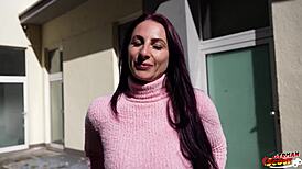 i picked up this purple-haired german inked milf devil akita for her first casting fuck with long labia