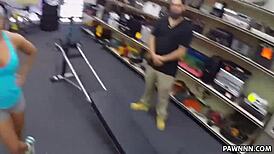 Muscular babe earns cash at pawn shop