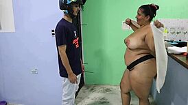 Pizza Delivery Guy Fucks Horny Colombian Bride In Sauna