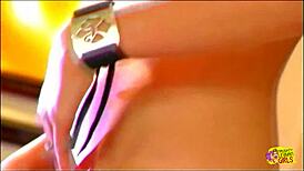 Retro lesbian babes in high heels passionately kissing and sucking glass sex toy