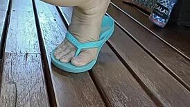 horny mature squats gapes cunt outdoors on deck