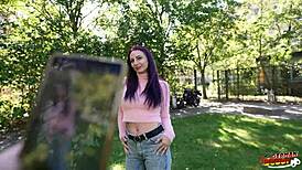 i picked up this purple-haired german inked milf devil akita for her first casting fuck with long labia