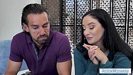 Wow, the busty babe takes stepdad's dick in a threesome!