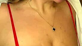 MILF's huge tits pouring milk, lick it off