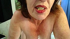 Mature Dawnskye Wears Red Thong for Ralph