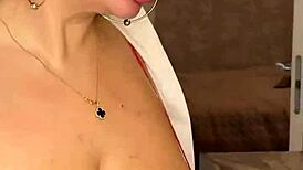 MILF's huge tits pouring milk, lick it off