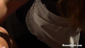 Blonde Lesbian Slave Handcuffed and Whipped on Bed