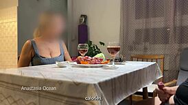 my husband jerking hidden under table in front of step mom during talk