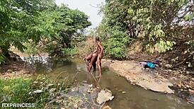 We took turns fucking her in the stream 😈