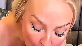 Busty blonde milf and teen brunette compete in sloppy pov deepthroat