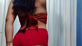 step sis strips teasing huge tits big ass during ripped clothes workout massage