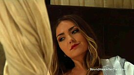 dominant madame fingers busty lesbian slave's big tits ass in hardcore bdsm bondage