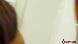 Ebony patient bound upside down in hospital eats doctor's ass and cum roughly