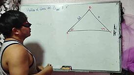 Asian nerd student teacher triangle math sex in bedroom close-up