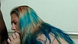 cheating chubby blonde milf's hotel bathroom footjob and doggystyle slut fest