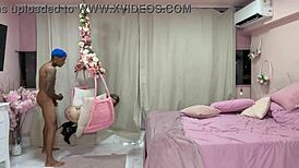 caught on cam eating hot blonde's hairy pussy on hammock swing backstage fuck