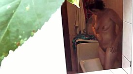 Sexy Wife's Public Outdoor Shower Draws Neighbor's Gaze as She Strokes Wet Pussy and Big Ass