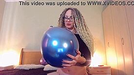 Hey curvy big tit mommy-in-law pops balloon fetish custom video