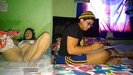 i rub my fat pussy while stepsis does college homework