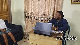 college teens seduce young lecturer with wet pussies for quick office grades fuck