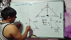 Asian nerd student teacher triangle math sex in bedroom close-up