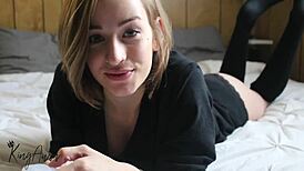 Nerdy girl FUCKS herself with BIG DILDO