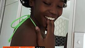 damn girl your busty ebony teen pussy at 18+ bikini casting gets drilled rough by this hung black producer