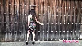 sexy latina strips outdoors waiting for public street fuck