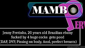 jenny pretinha's perfect ebony tits tittyfucked by four monster cocks with pee dap dvp