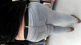 Filming the chubby woman shopping at the supermarket casually