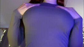 Pretty redhead with blue eyes rides dildo hard while fingering cum-covered ass