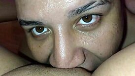 Oh, my cuckold shows his beautiful eyes while licking my pussy clean after other men!