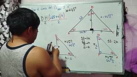 Asian nerd student teacher triangle math sex in bedroom close-up