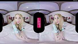 Tantalizing Ivy Jones Shoves Dildo Deep in Petite Blonde Pussy for VR Reality