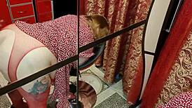 Horny Neighbor Pounds Chubby Redhead's Tight Holes Slutty Dress