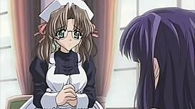 Horny wife sneaks lesbian double penetration with seductive maid kissing in lingerie on bed