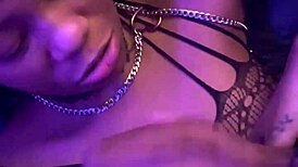 pretty ebony babe licks balls before taking thick facial cumshot