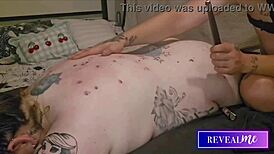 curvy babe's tight pussy drips from hot wax tit massage fetish