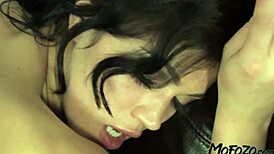 My girlfriend's small tits get covered in cum during her wild daddy session