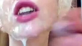 white girl gags on sloppy deepthroat facial webchat
