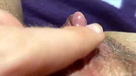 Huge clitoris throbs under intense rubbing and jerking to orgasm