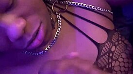 pretty ebony babe licks balls before taking thick facial cumshot