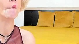 white girl gags on sloppy deepthroat facial webchat