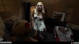 blonde girl possessed... demon rips clothes fucks her pussy with voodoo doll exorcism she squirts evil out!!