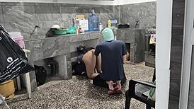 Helping Stepsister Stuck Shows Her Brown Ass Buttocks